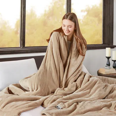 Beautyrest Heated Microlight To Berber Blanket, Twin In Vanilla