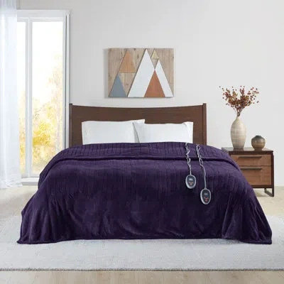 Beautyrest Heated Microlight To Berber Oversized Ultra-soft Electric Blanket In Purple