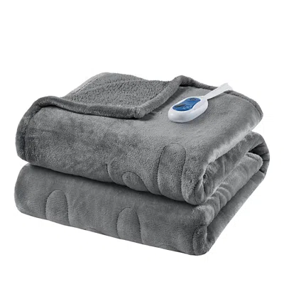 Beautyrest Heated Microlight To Berber Throw, 60 X 70 In Gray