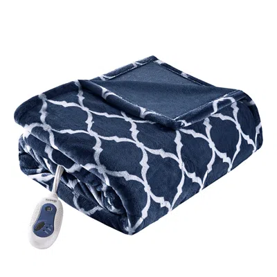 Beautyrest Heated Ogee Throw, 60 X 70 In Blue