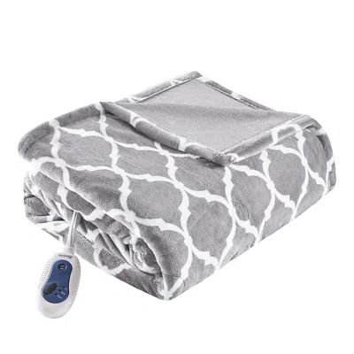 Beautyrest Heated Oversized Throw Blanket In Grey
