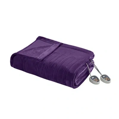 Beautyrest Heated Plush Ultra-soft Electric Blanket In Purple
