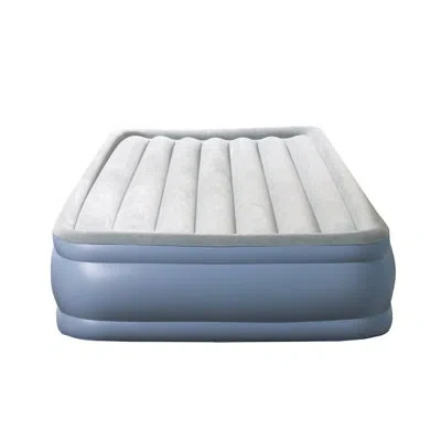 Beautyrest Hiloft Raised Inflatable Air Mattress, Portable Pump, Puncture Resistant Vinyl, Guest Bed In Blue,gray