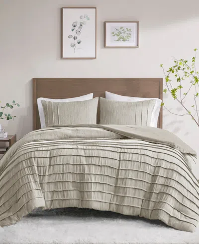 Beautyrest Maddox Striated Cationic Dyed Oversized 3-pc. Comforter Set, Full/queen In Natural
