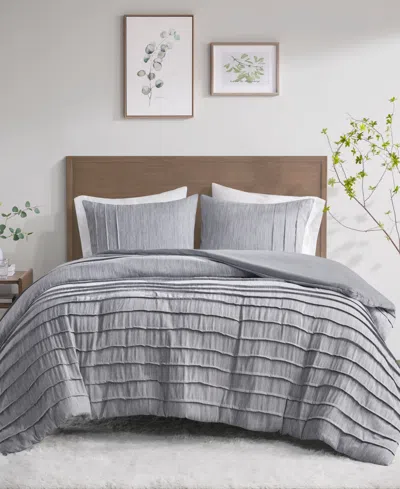 Beautyrest Maddox Striated Cationic Dyed Oversized 3-pc. Duvet Cover Set, King/california King In Blue