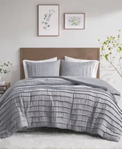 Beautyrest Maddox 3 Piece Striated Cationic Dyed Oversized Comforter Set With Pleats Collection Bedding In Natural