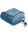 Beautyrest Electric Plush Queen Blanket Bedding In Sapphire Blue