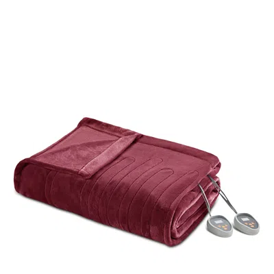 Beautyrest Electric Plush King Blanket Bedding In Red