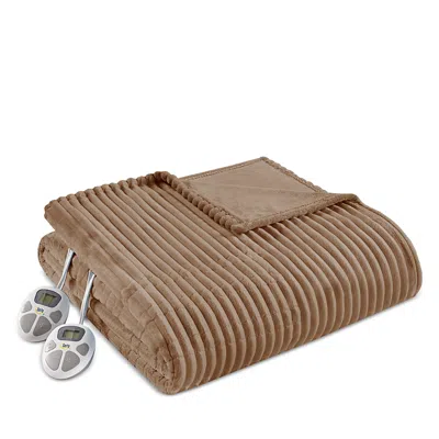 Beautyrest Serta Corded Plush Heated Blanket, Full In Brown