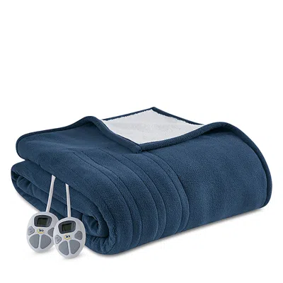 Beautyrest Serta Fleece To Sherpa Heated Blanket, Full In Blue