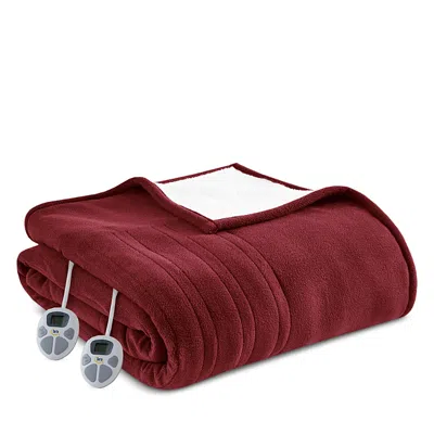 Beautyrest Serta Fleece To Sherpa Heated Blanket, Twin In Red