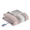 Beautyrest Zuri Oversized Faux Fur Heated Throw, 50 X 70 In Blush/ Gray