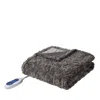 Beautyrest Zuri Oversized Faux Fur Heated Throw, 50 X 70 In Grey Leopa