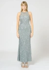 Beauut Embellished Sequin Beaded Long Maxi Dress In Gray