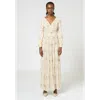 Beauut Embellished Sequin Beaded Maxi Dress With Cuff Sleeves In Neutral