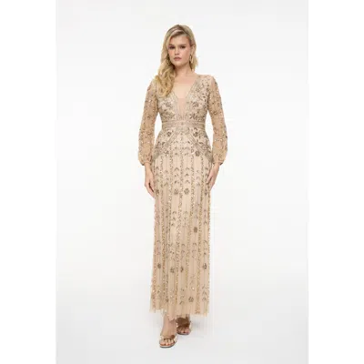 Beauut Embellished Sequin Beaded Maxi Dress With Designer Sleeves In Multi