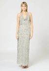 Beauut Embellished Sequin Beaded Maxi Dress With V Cowl Neck In Gray