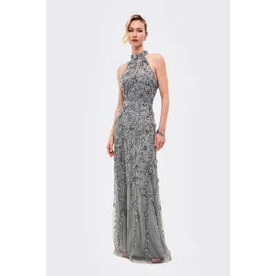 Beauut Embellished Sequins Halter Neck Maxi Dress In Green