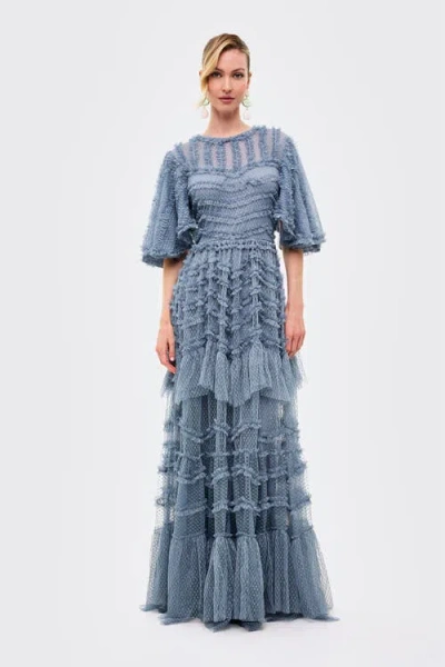 Beauut Flutter Ruffle Maxi Dress In Blue