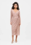 Beauut Embellished Sequin Beaded Maxi Wrap With Sleeves Dress In Taupe Blush