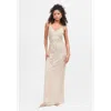 Beauut Embellished Sequin Beaded V Neck With Straps Maxi Dress In Cream
