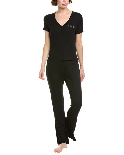 Bebe 2pc Top & Pant Set In Black
