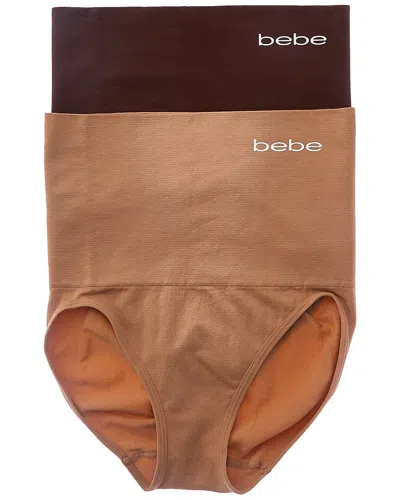 Bebe 2pk High-waist Seamless Shaping Brief In Brown