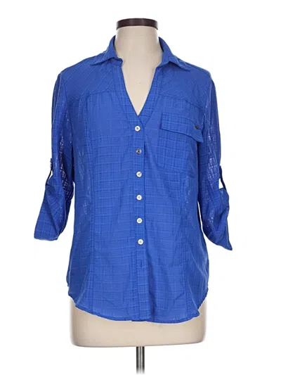 Pre-owned Bebe 3/4 Sleeve Blouse In Blue