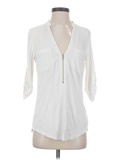 Pre-owned Bebe 3/4 Sleeve Blouse In White