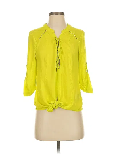 Pre-owned Bebe 3/4 Sleeve Blouse In Yellow