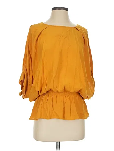 Pre-owned Bebe 3/4 Sleeve Blouse In Yellow