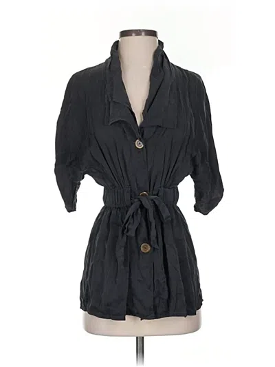 Pre-owned Bebe 3/4 Sleeve Button Down Shirt In Black