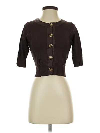 Pre-owned Bebe 3/4 Sleeve Button Down Shirt In Brown