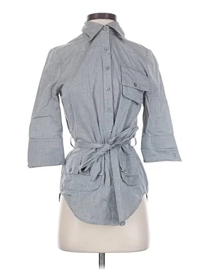 Pre-owned Bebe 3/4 Sleeve Button Down Shirt In Gray
