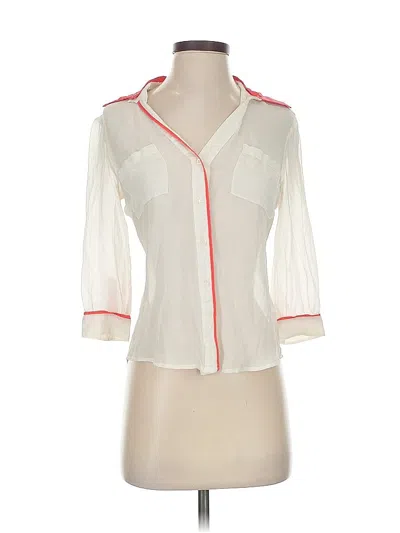 Pre-owned Bebe 3/4 Sleeve Silk Top White Sweetheart Neckline Tops