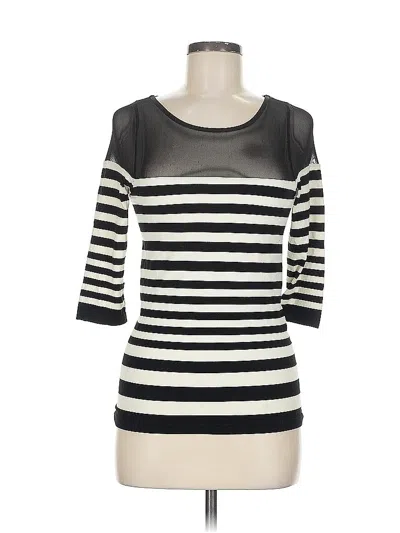 Pre-owned Bebe 3/4 Sleeve Top Black Boatneck Tops