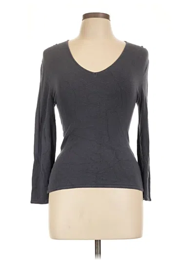 Pre-owned Bebe 3/4 Sleeve Top Gray V-neck Tops