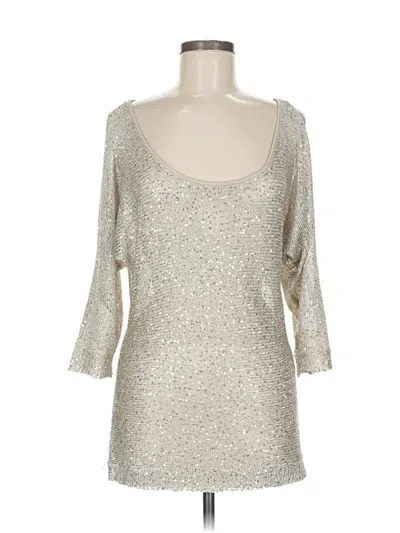 Pre-owned Bebe 3/4 Sleeve Top Silver Sweetheart Neckline Tops