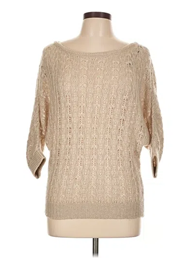 Pre-owned Bebe 3/4 Sleeve Top Tan Boatneck Tops In Brown