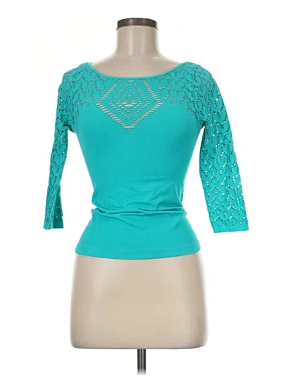 Pre-owned Bebe 3/4 Sleeve Top Teal Boatneck Tops