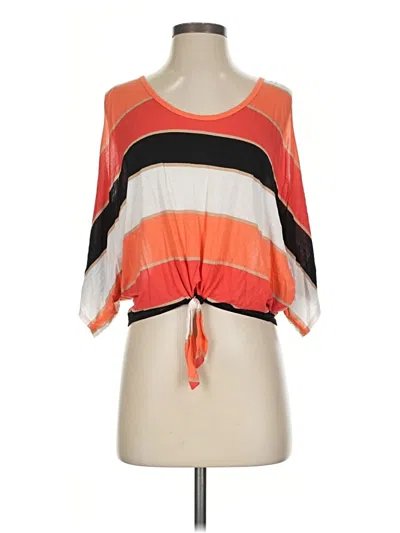 Pre-owned Bebe 3/4 Sleeve T-shirt In Orange