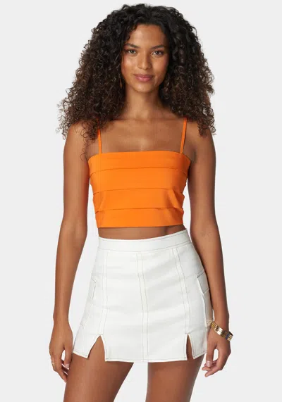Bebe Adjustable Chain Strap Twisted Front Top In Persimmon Orange