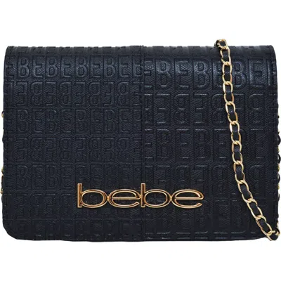 Bebe Ailey Embossed Large Crossbody Bag In Solid Black