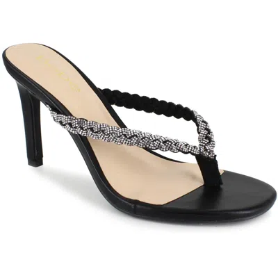 Bebe Aislinn Womens Rhinestone Slip On Heels In Black