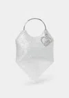 Bebe Alabama Metal Handle Crossbody In Silver,white