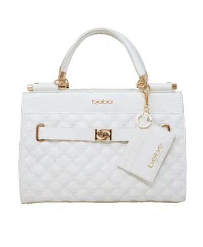 Bebe Alex Quilted Mini Satchel Bag In Winter White