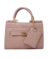 Bebe Alex Quilted Satchel Bag With Card Holder In Dusty Rose
