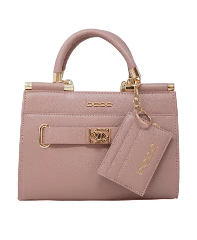 Bebe Alex Quilted Satchel Bag With Card Holder In Dusty Rose