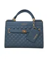 Bebe Alex Quilted Satchel Bag With Card Holder In Storm Grey