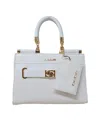 Bebe Alex Quilted Satchel Bag With Card Holder In Winter White
